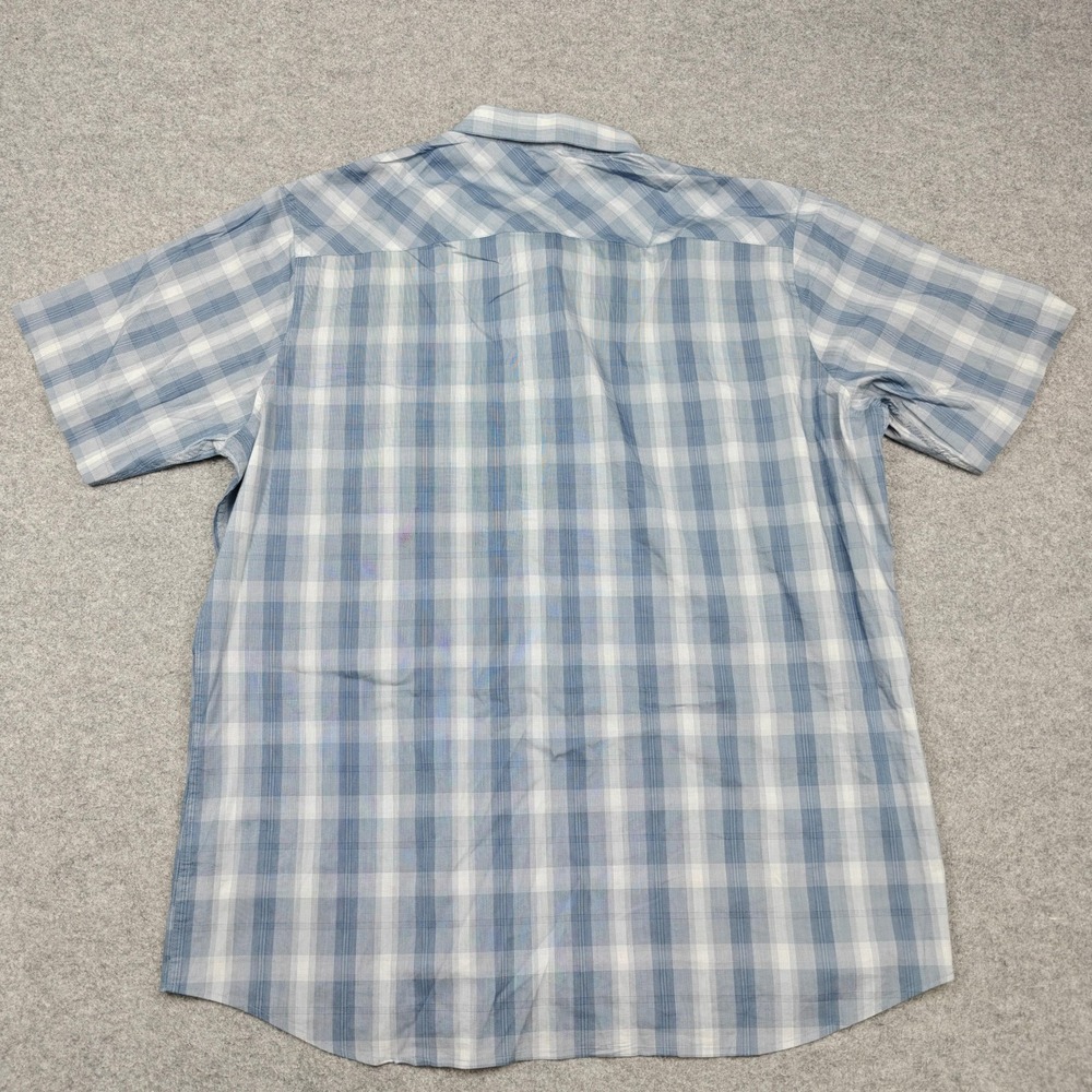 Travis Mathew Shirt Mens 2XL Blue Plaid Cotton Nylon Stretch Short Sleeve Casual - Picture 5 of 8